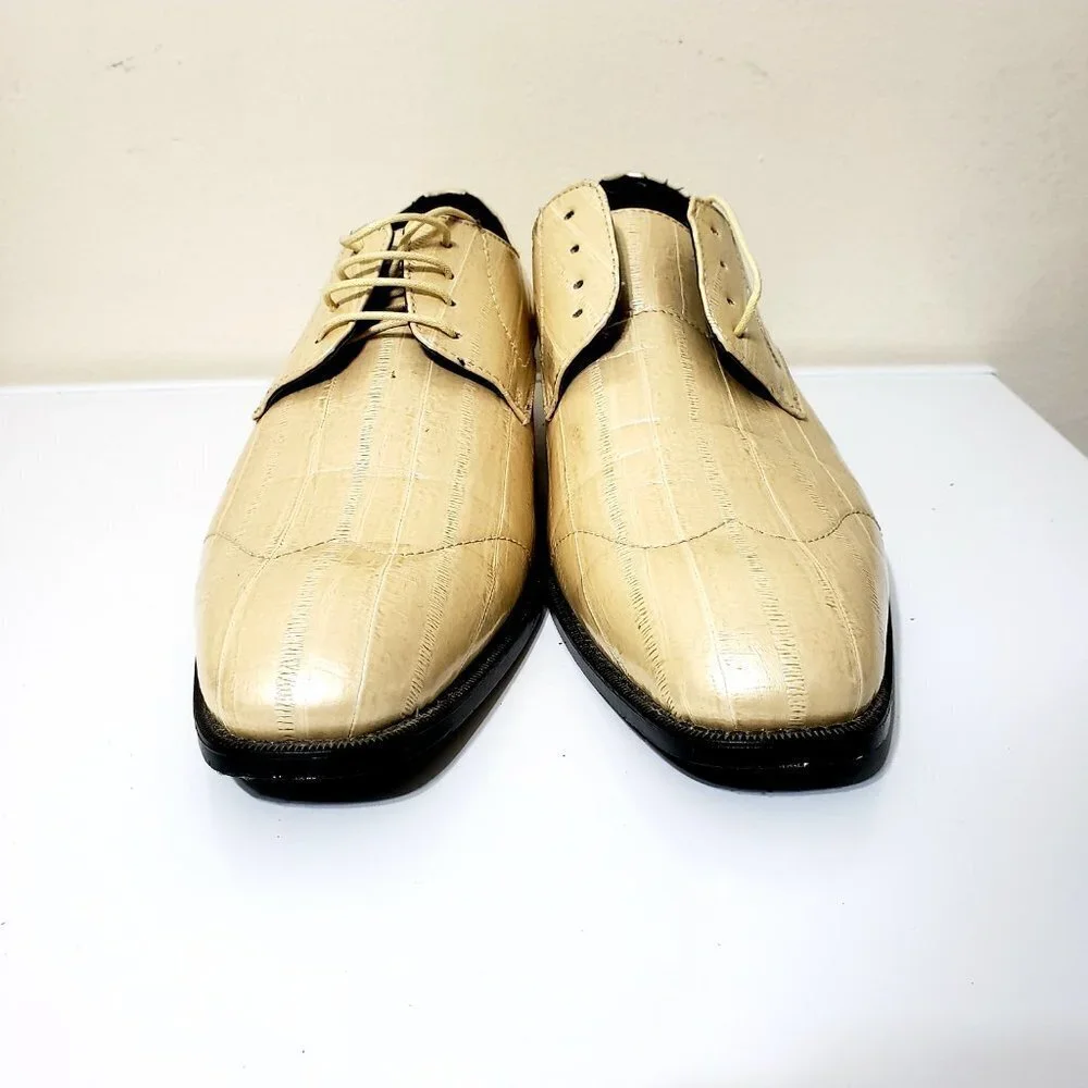 New Leather Formal Dress Shoes Cream/Tan Oxford Tuxedo Size 11 For Men